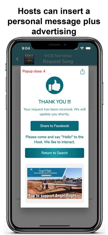 Venue advertising shown inside the app
