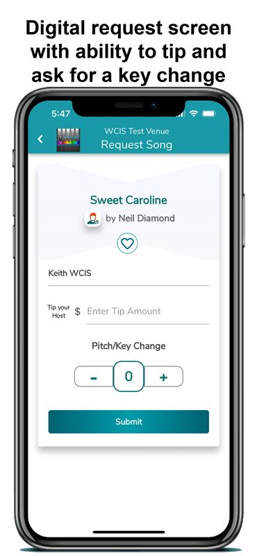 Sending a digital karaoke song request from a phone