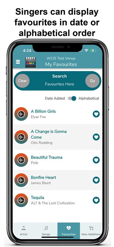Reordering songs in the favourites list