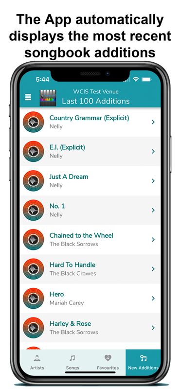 Songs recently added to the venue's songbook
