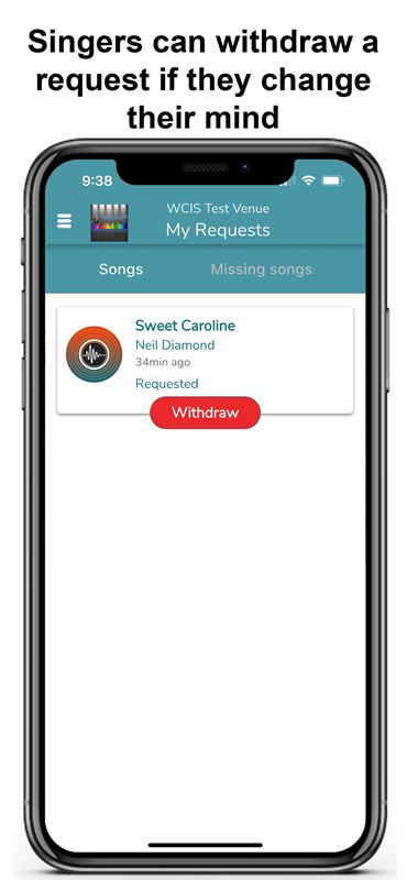 Withdrawing a karaoke song request before it is sung
